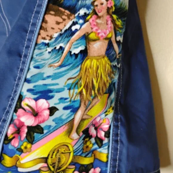 VTG Y2K Old Navy Swim Shorts Low Rise Hawaiian Beach Surf Size 10 - Picture 2 of 7